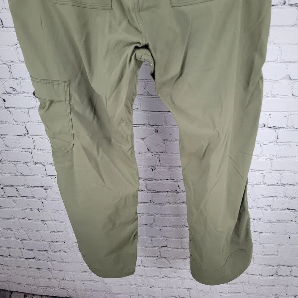 PrAna Green Breathe Nylon Stretch Lightweight Snap Cuff Cargo Pants Size (40x30)